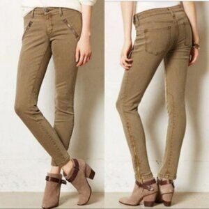 Anthropologie Pilcro Serif Moto Zip Jean in Olive